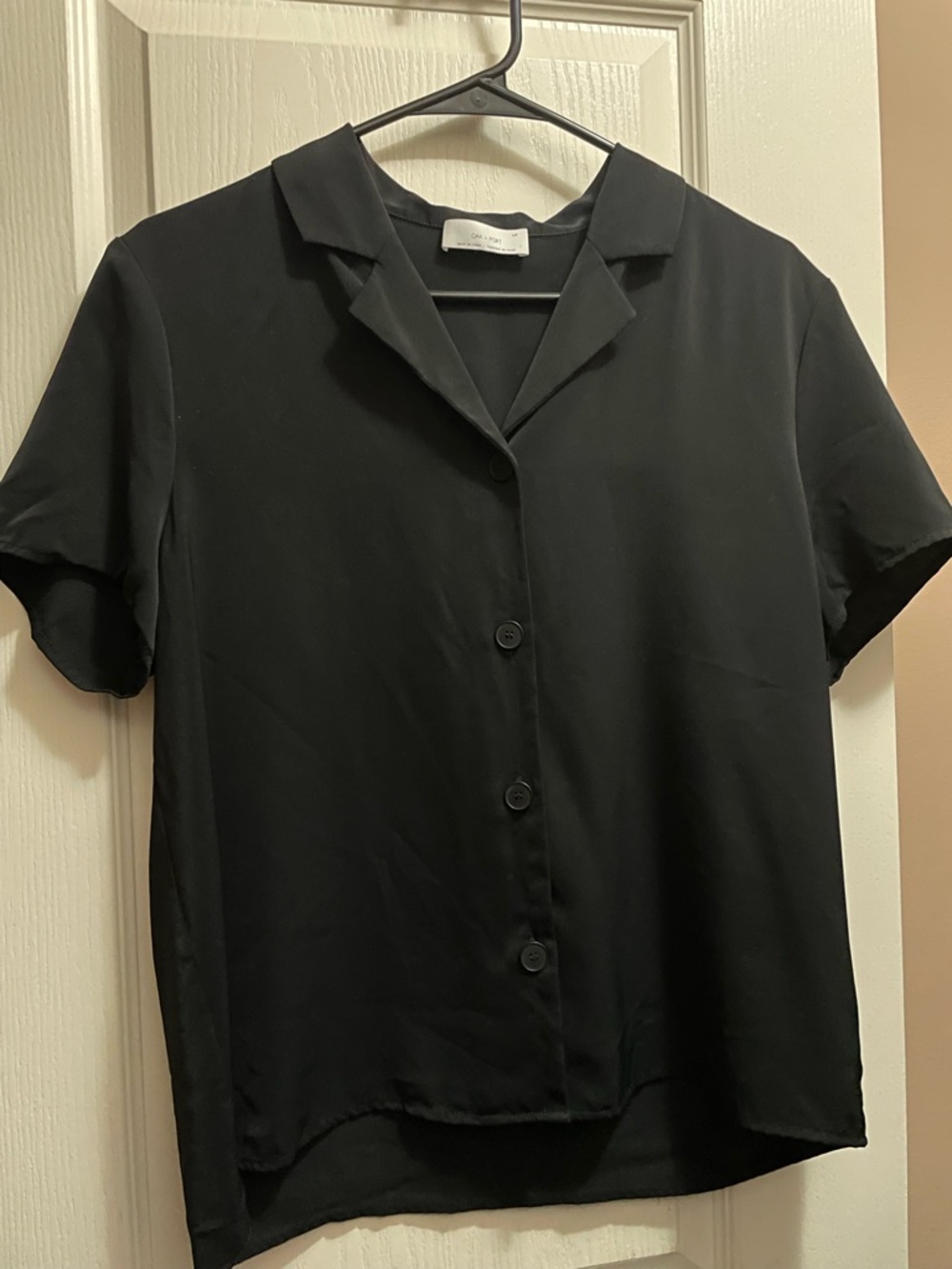 OAK + FORT Black Short-Sleeve Button Down Shirt